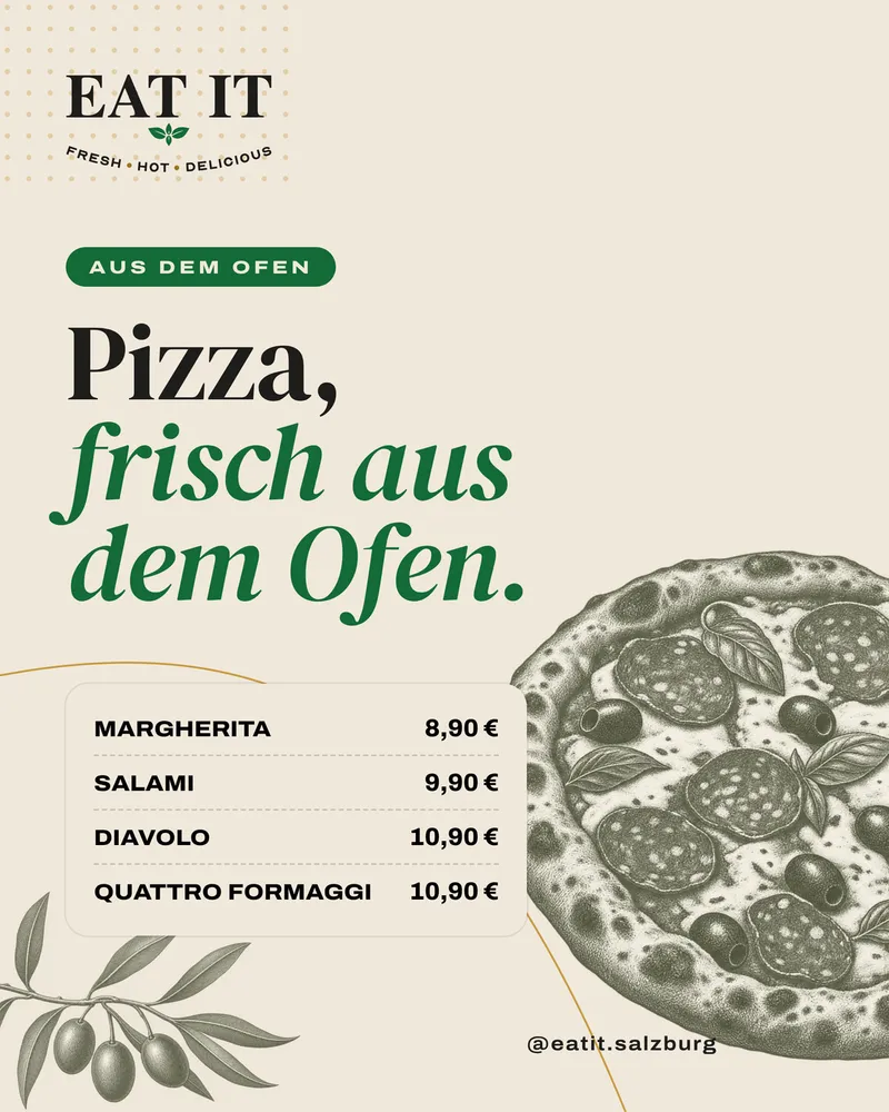 Pizza, frisch aus dem Ofen